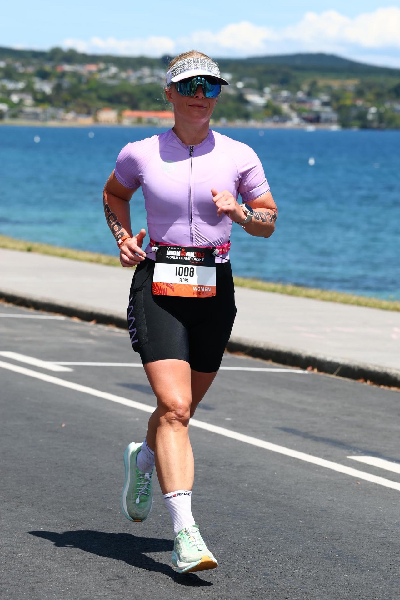 Flora Muijzer running during the marathon leg of the Ironman 70.3 World Championship triathlon