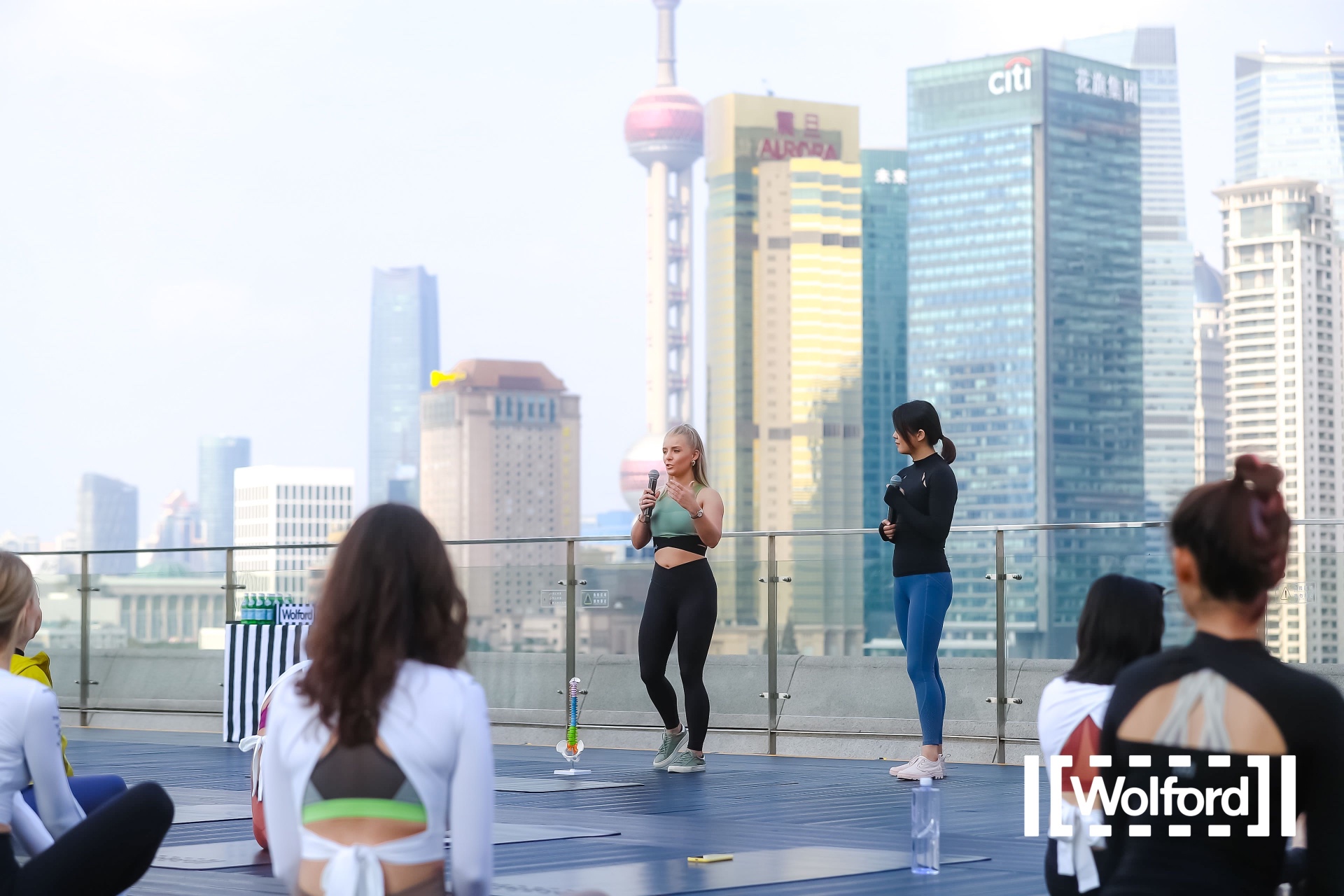 Flora giving a talk about spinal health for Wolford in Shanghai, China.